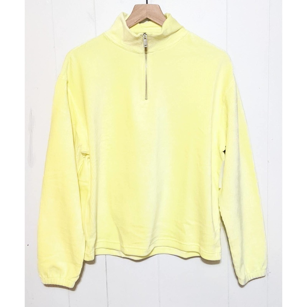 Bp. + Wildfang Womens Corduroy Velour 1/4 Zip Sweatshirt Size Xs Green Luminary — image 4 of 4